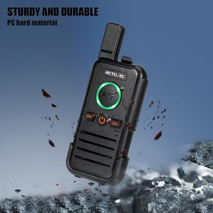 Retevis RB45 Rechargeable Walkie Talkies Long Range,Portable 2 Way Radio for Adults,Emergency Alarm,Dual PTT Two Way Radios for Cruise Camping Family Outdoor(4 Pack)
