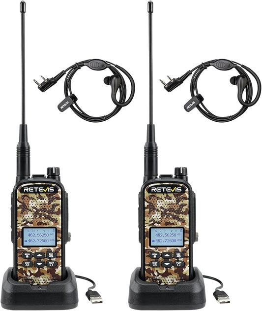 Retevis EZTalk 2 GMRS Two Way Radio, Walkie Talkie for Adults with Headsets, IP67 Waterproof Walkie Talkies, 2200mAh, Whisper, NOAA, Long Range Hunting Radios, 2 Way Radio for Hunting 2 Pcs