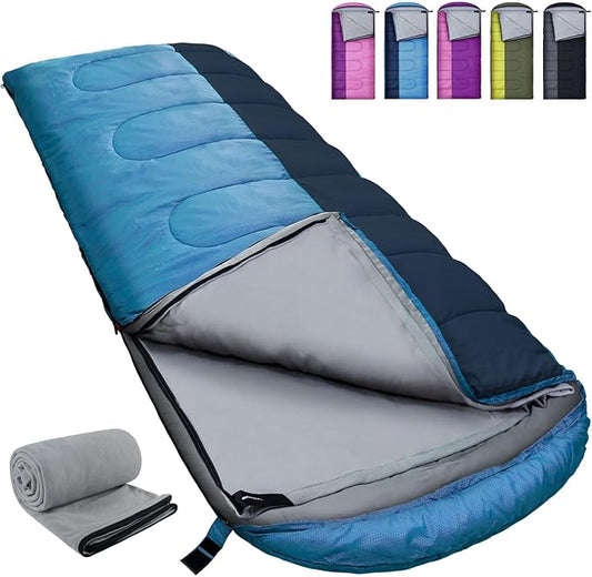XL 10 Degree Sleeping Bags Waterproof for Adults 350GSM Machine Washable with Compression Sack for 3-4 Season Camping Outdoor