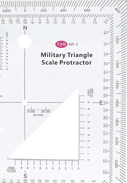 1.2mm Transparent Plastic Military UTM/MGRS Coordinate Scale Map Reading and Land Navigation Topographical Map Scale, Protractor and Grid Coordinate Reader