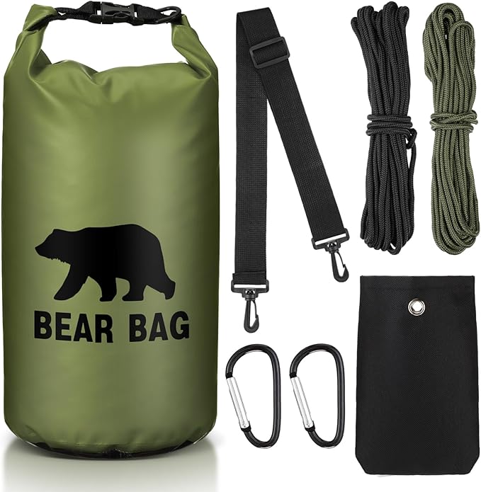 1 Set Bear Food Bag for Camping Ultralight Food Bag Hanging System Includes Waterproof Bear Bag, Nylon Ropes, Hooks for Camping Backpacking