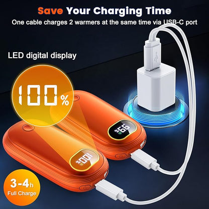 Hand Warmers Rechargeable, 14000mAh Electric Hand Warmer 2 Pack Dual-Sided Heating 17Hrs Warmth Max 131℉ USB-C Portable Pocket Heater for Raynauds, Hunting, Golf, Camping