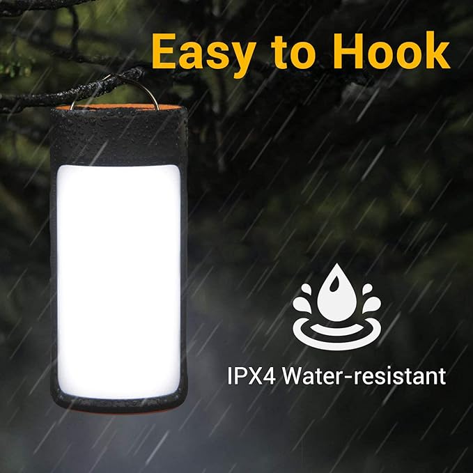 LED Camping Lantern, CT CAPETRONIX Rechargeable Camping Lights with 400LM 5 Light Modes Water-Resistant, Portable Tent Lights for Camping Power Outage Emergency Hurricane (4 Pack, Black & Orange)