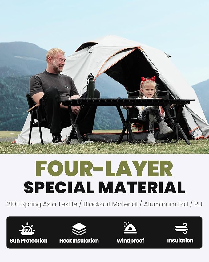 OutdoorMaster 2 Person Camping Tent, 4 Seasons Lightweight Backpacking Canopy, Waterproof and Weatherproof Sun Shelter, Double Layer Outdoor Cabana for Camping, Hiking and Mountaineering