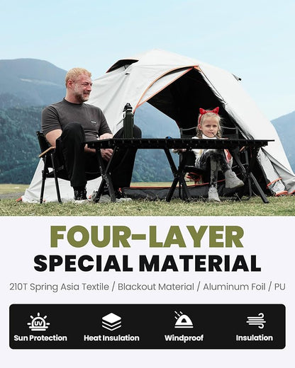 OutdoorMaster 2 Person Camping Tent, 4 Seasons Lightweight Backpacking Canopy, Waterproof and Weatherproof Sun Shelter, Double Layer Outdoor Cabana for Camping, Hiking and Mountaineering