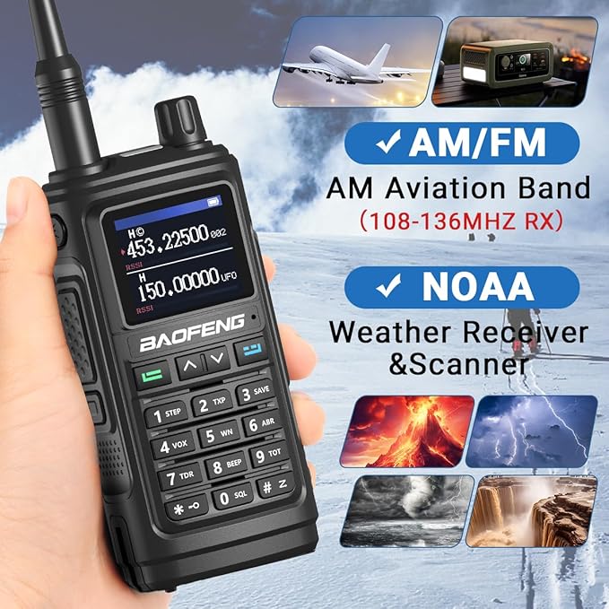 BAOFENG Ham Radio Long Range Handheld (Upgraded of UV-5R) UV-17M Walkie Talkies with Extra Battery,NOAA Weather Receiver,Frequency Copy, Type-C Charger,999CH Two Way Radio for Camping Hunting
