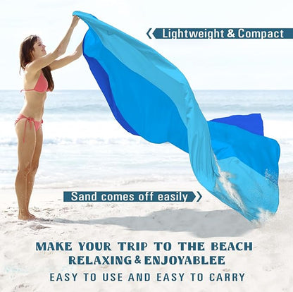 Beach Blanket Sandproof Waterproof 10'×9' 1-8 Adults Oversized,Compact Lightweight Durable Beach Mat for Travel Camping Hiking Picnic Blanket