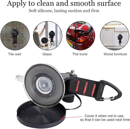 CONBOLA Suction Cups Hooks Heavy Duty Camper Accessories Car Camping Essentials Tie Down 2 Pieces Suction Cup with Securing Hook Strong Power for Car Awning Boat SUV Tent Window Glass.(2 pcs)