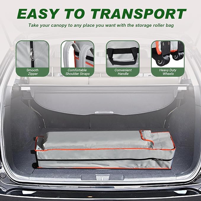 Eurmax USA NOMATTER ONE-Person Open&Close 10x10ft Pop Up Canopy Tent，Portable Shelter Canopy for Outdoor Events，Instant Canopies, Temporary Sunshade,Bonus 4 Sand Bags(Hi-Vis Orange)