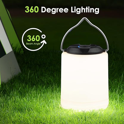 LED Camping Lantern, Rechargeable Camping Light, 4 Modes Outdoor Flashlights Lanterns with 1000LM, Water Resistant Portable Emergency Camp Light for Hurricane Hiking Survival Kits - Black