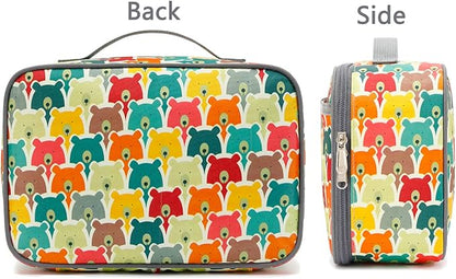 FlowFly Kids Lunch box Insulated Soft Bag Mini Cooler Back to School Thermal Meal Tote Kit for Girls, Boys, Bear