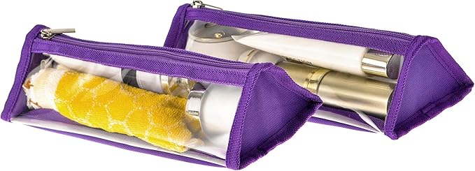 TSA Approved Clear Toiletry Shaving Bag 2 Pack Purple Vinyl Makeup Bag See Through Foldable Travel Packing Orgnaizer Bag Arts tools Kits Organizer Utility Pouches for Men & Women