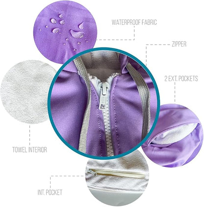 MACAR sport TOWEL swimming parka, waterproof fabric on the outside, dry jacket for kids and adults