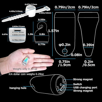 USB Mini LED Lantern, 2 Pack Waterproof EDC Keychain LED Flashlight for Camping, Type-C Rechargeable Battery Small Stick Lamp Puck Dog Collar Torch Light (White+Red)