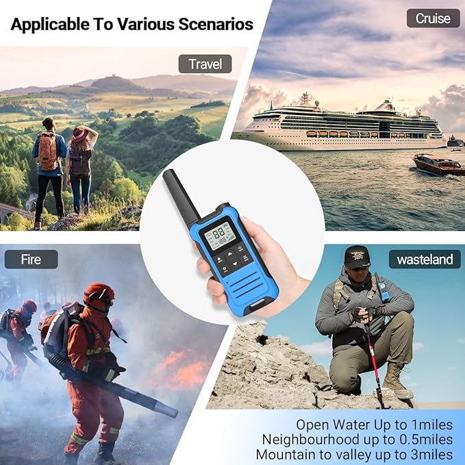 Walkie Talkies Long Range walkie talkie for Adults with 22 Channels FRS Radio for Kids VOX Scan LCD Display with LED Flashlight for Field, Survival Biking Hiking Cruise Ship Camping (no battery)
