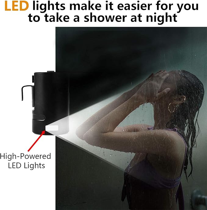 Portable Camping Shower, Built-in 4400mAh, USB Rechargeable IPX7 Waterproof Battery Shower Pump+Collapsible Bucket for Family Camp Hiking Backpacking Travel Beach Pet Flowering, Outdoor