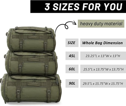 MIER Large Duffel Backpack Sports Gym Bag with Shoe Compartment, Heavy Duty and Water Resistant, Dark Green, 60L