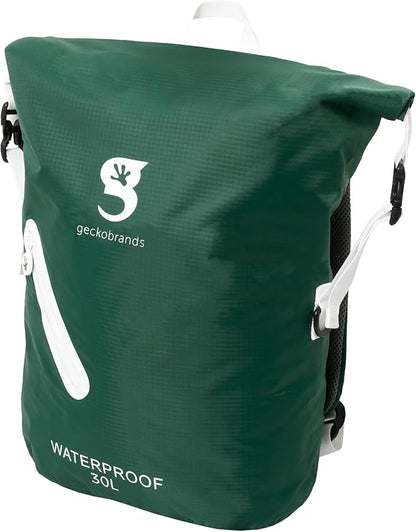geckobrands Lightweight 30L Waterproof Backpack - Lightweight Watertight Outdoor Bag Hiking Traveling Light Water Activities