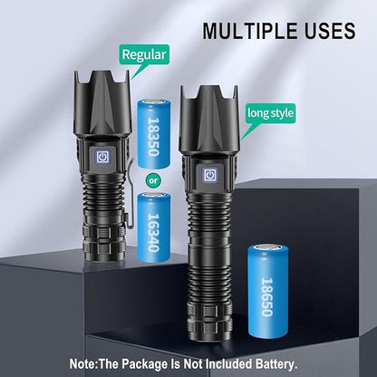 WINDFIRE Ultra Bright Flashlight USB Rechargeable, Powerful 6000 Lumen Handheld Flashlight with 4 Modes, Zoomable, IPX4 Waterproof Tactical Torch for Camping, Emergency, Dog Walking