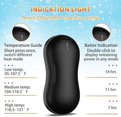 Hand Warmers Rechargeable USB Electric Hand Warmer 9000mAh Double-Sided Hot Handwarmer Portable Reusable & Power Bank for Outdoor Sports, Camping, Hunting, Winter Warm Gifts for Women, Men
