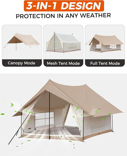 KingCamp Camping Tent 6-8 Person, Weatherproof Hot Tent Large Family Cabin Tents with Stove Jack, Waterproof & Windproof for Family Camping & Outdoor Parties