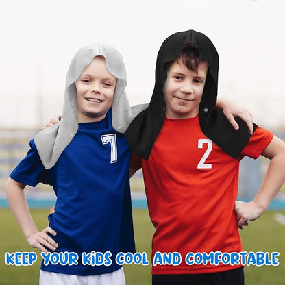 Hosuly 12 Pack Kids Mini Cooling Hoodie Towels Breathable Soft Absorbent Hooded Chilly Towel for Neck and Face Quick Drying UV Sun Protection Cooling Neck Wraps for Sport Workout Camping(Classic)