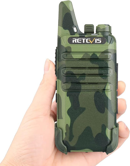 Retevis RT22 Walkie Talkies Rechargeable, Portable Two-Way Radios Long Range, Camouflage, Mini, Lightweight, VOX Hands Free, Handheld 2 Way Radios for Adults Hunting School Restaurant (10 Pack)