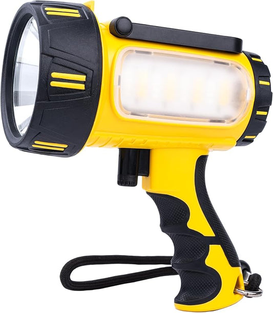 BIGSUN Rechargeable Spotlight Flashlight, 10000mAh Battery, 6 Modes, Waterproof Handheld Flashlight for Camping, Hiking, Fishing