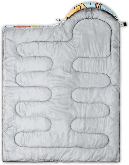 Kids Sleeping Bag for Boys Girls,Rocket Moon Print-Lightweight Warm Portable Outdoor Indoor-Waterproof Cold Weather Resistant Sleeping Bag for Camping Hiking