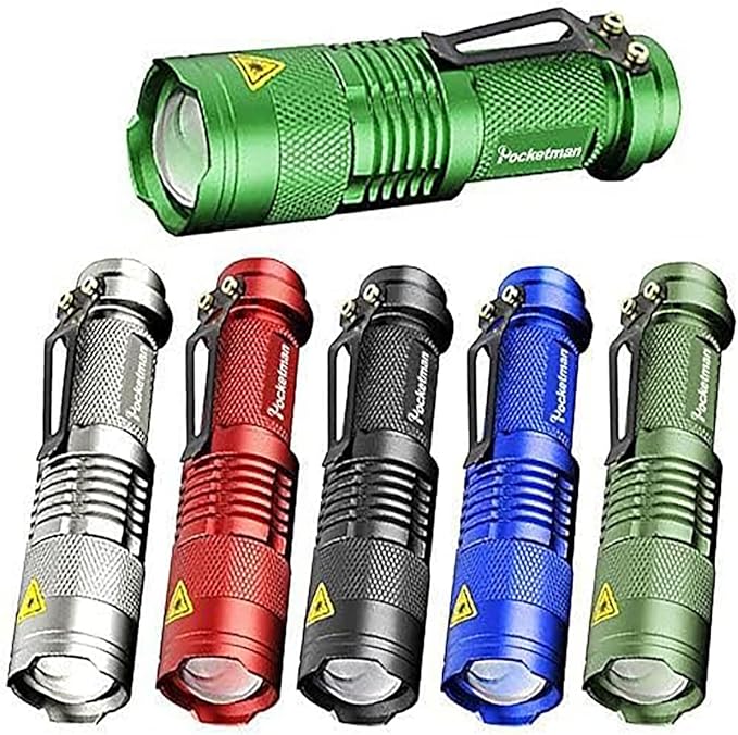 Pack of 6,Pocketman 7W 300LM SK-68 3 Modes Mini LED Flashlight Torch Tactical Lamp