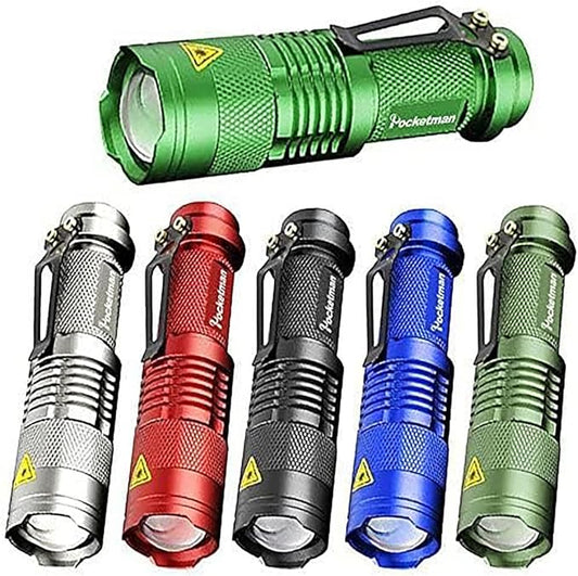 Pack of 6,Pocketman 7W 300LM SK-68 3 Modes Mini LED Flashlight Torch Tactical Lamp