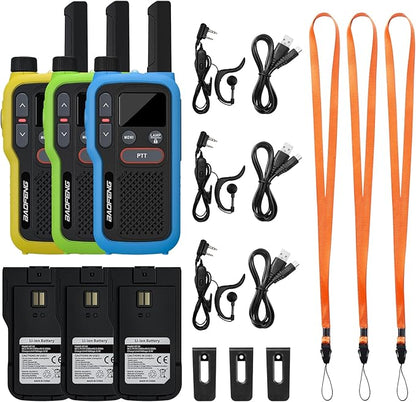 BAOFENG GT-18 Walkie Talkies for Kids Adult, License Free Long Range Rechargeable FRS Two Way Radio,1500mAh Battery, 22 Channels with Scan, Flashlight, VOX for Camping Hiking Family, 3 Pack