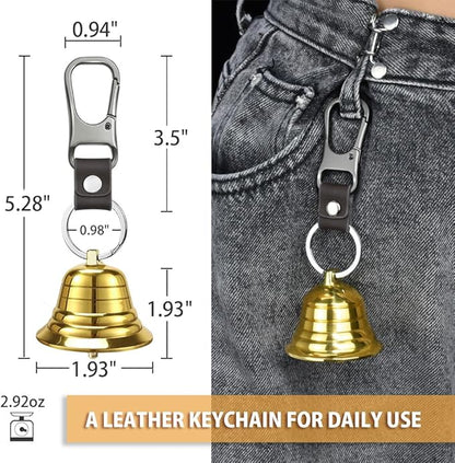 NedFoss 2" Loud Bear Bell with Whistle Set for Hikers, 3 in 1 Hiking Gear Solid Brass Bear Bells with Silencer, Emergency Whistle and Carabiner for Survival, Hiking, Biking, Fishing, Climbing