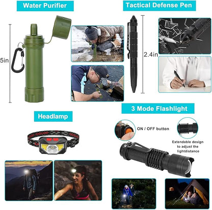 Survival Gear Professional Kit and Large Camping Backpack,First Aid Kit for Adventure Outdoor Hiking Accessories