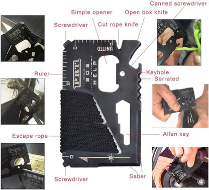 XUANLAN Emergency Survival Kit, Outdoor Survival Gear Tool with Survival Bracelet, Fire Starter, Whistle, Wood Cutter, Water Bottle Clip, Pen