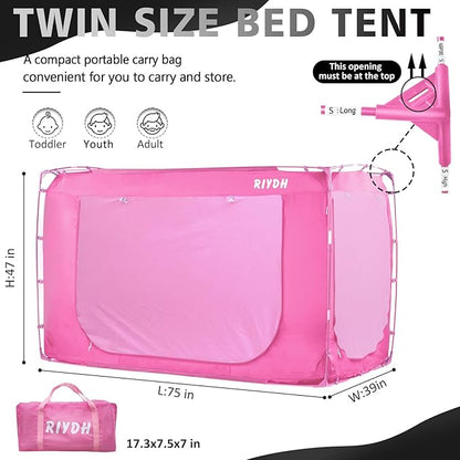 Bed Tent Bed Canopy Twin Size Tents for Adult and Kids- Original Design Portable Dream Tent Indoor Sleeping Tents 80% Blackout with 3 Doors Breathable Big Space Tents