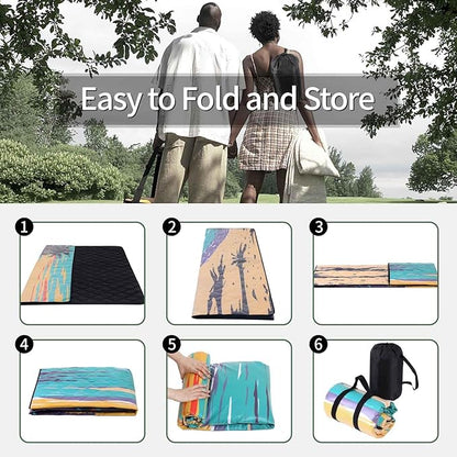 60x80'' Oversized Picnic Blanket Patios Water Proof Sandfree Lightweight Portable Beach Workout Concert Matts Festival Family Camper Trailers Items Motorhome Car Trips Stuff Gift Ideas Boho