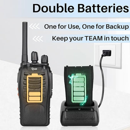 TIDRADIO TD-V2 Walkie Talkies for Adults with Earpiece and 8 Battery 2 Way Radios Walkie Talkies Long Range with Flashilght Two Way Radio Rechargeable for Business or Family (4 Pack)