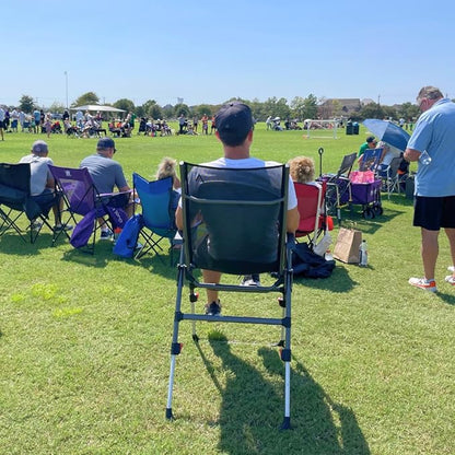 Sports Chair - Height Adjustable Camping Chair with 3 Levels, Lightweight Aluminum, Mesh Back - Rise Above The Crowd with Ultimate Comfort & Versatility