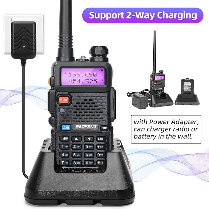 Baofeng UV-5R 8W Ham Radio Long Range UV5R Dual Band Handheld Two Way Radio Walkie Talkies with 1800mAh Li-ion Battery and Earpiece for Hunting Survival Gear