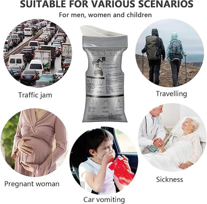 Emergency Portable Urine Bag, 12/24 PCS Travel Urinal Bag for Women/Men, 800ML Disposable Urine Bag Suitable Pee Bags for Travel for Camping, Traffic Jams, Pregnant Women, Children, Patients