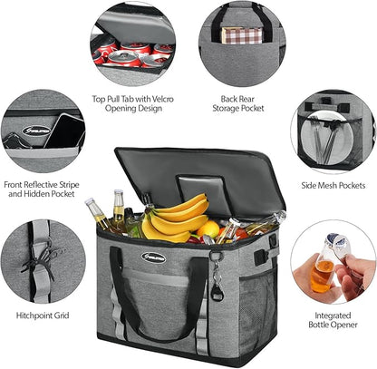 Maelstrom Soft Cooler Bag,Collapsible Soft Sided Cooler,24/30/60/75 Cans Beach Cooler,Ice Chest,Large Leakproof Camping Cooler,Portable Travel Cooler for Grocery Shopping,Camping,Road Trips