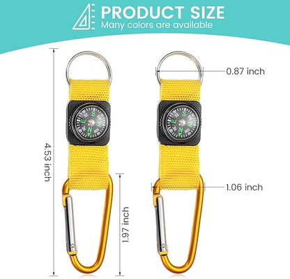 36 Pieces Compass Keychain Bulk Carabiner Belt Clips Adventure Explorer Party Favors Outdoors Camping Theme Birthday Party Favors School Map Project Prizes Toys for Kids