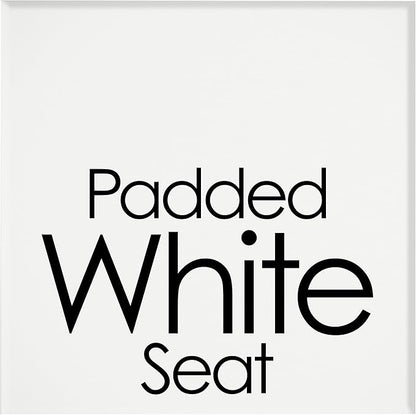 Folding Bar Stool - Heavy-Duty 18-inch Collapsible Padded Round Stool with 300lb Capacity for Dorm, Rec Room, or Game Room by Trademark Home (White)