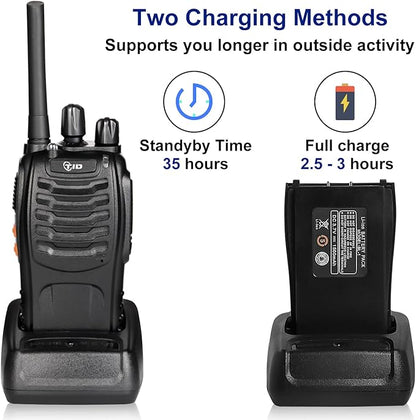 TIDRADIO TD-V2 Walkie Talkies for Adults Long Range, Rechargeable Two Way Radios with Secret Service Earpiece, 16CH Portable Durable Flashlight VOX Walky Talky(Black, 6 Pack)