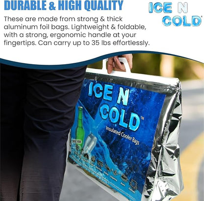 Insulated Cooler Bag - X-Large 40 lbs Capacity (Pack of 80) | Lightweight, Soft, Collapsible | Ideal for Groceries, Camping, Hiking, Beach, Travel