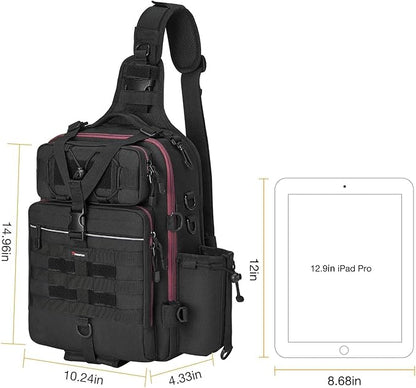Piscifun Tackle Bag With Rod & Gear Holder - Lightweight Sling Storage Bag, Outdoor Shoulder Pack for Fishing, Hiking, Hunting