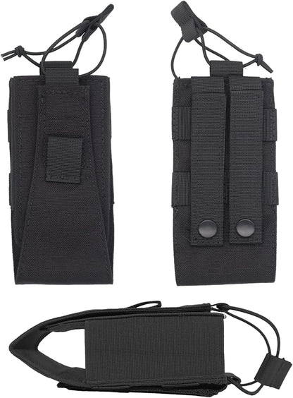 1000D Nylon Tactical Radio Holder Radio Case Radio Pouch Military Molle Radio Walkie Talkie Holder Bag Hunting Magazine Pouches Pocket for Two Ways Walkie Talkies Compatible (Black)