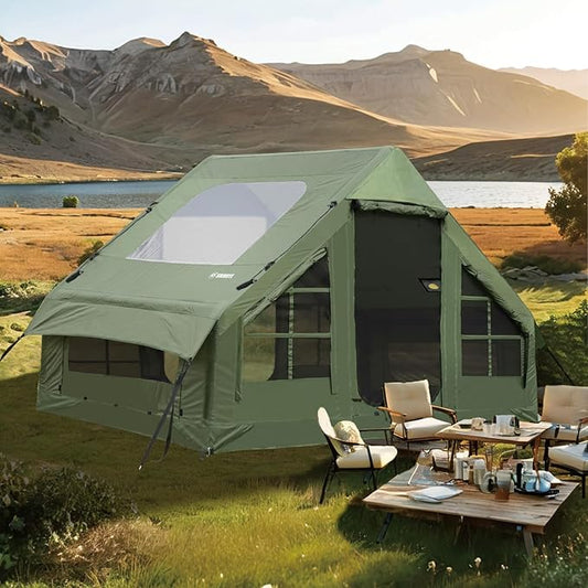 Inflatable Tent for Camping Large Blow Up Tents Glamping 4-8 Person House 4 Season Air with Pump Easy Set up Waterproof Outdoor Oxford