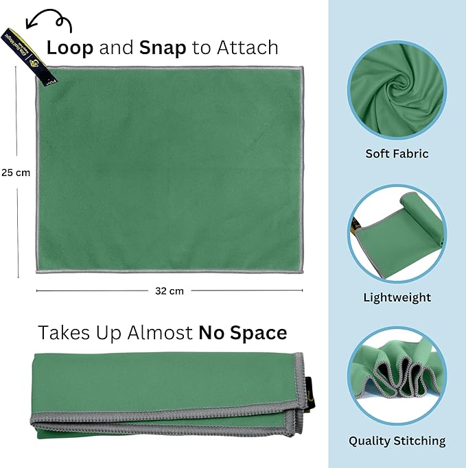 Backpacking Ultralight Quick Dry Microfiber Soft Fast Drying Hand and Face Towel Wash Cloth Camping Yoga Hiking Active Lifestyle Small (Green)
